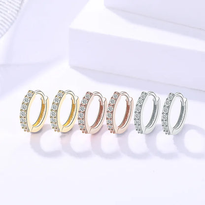 Sterling Silver 18K Gold-Plated CZ Micro Pave Huggie Hoop Earrings
