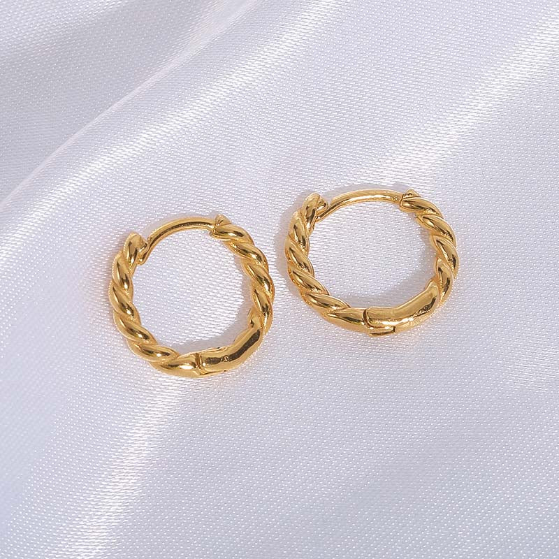 18K Classic Thin Rope Chain Hoop Earrings in Gold Plated