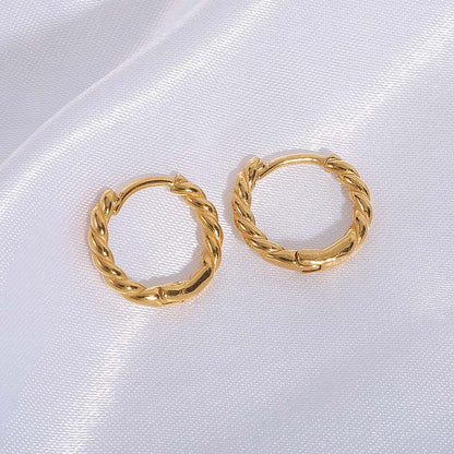18K Classic Thin Rope Chain Hoop Earrings in Gold Plated