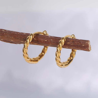 18K Classic Thin Rope Chain Hoop Earrings in Gold Plated