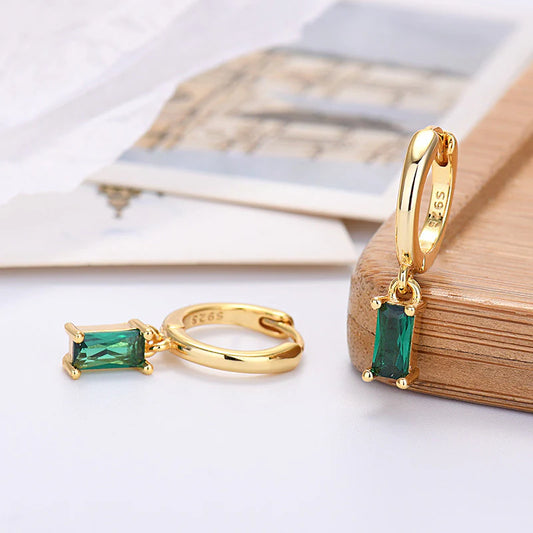Elegant 925 Silver Rectangular Zircon Earrings for a Timeless Look