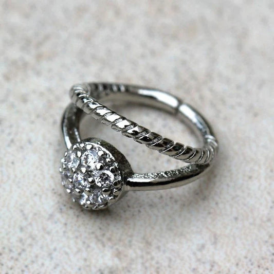 Elegant Tiara Seamless Cartilage Ring with Clear CZ Accents
