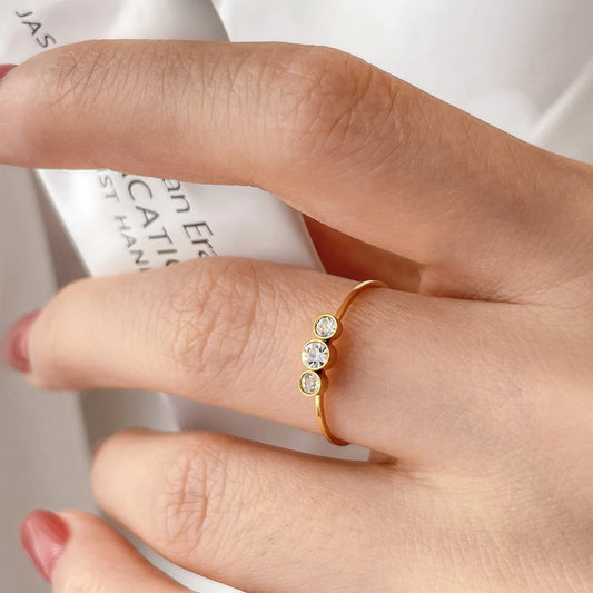 Chic 18K Gold Plated Diamond Stacking Rings