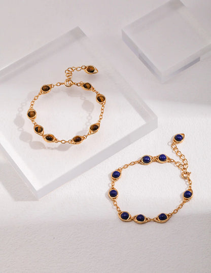 Lapis Lazuli / Tigers Eye Stone Adjustable Bracelet