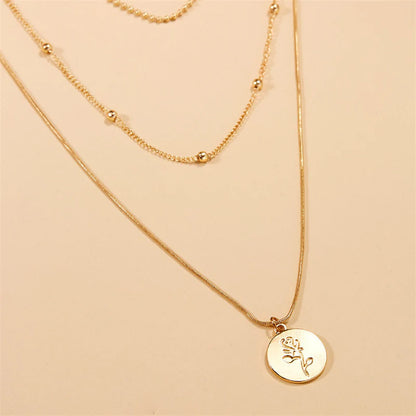 Elevate Your Style with Our Rose-Inspired Multi-Layer Necklace for Women - A Versatile Gold Accessory