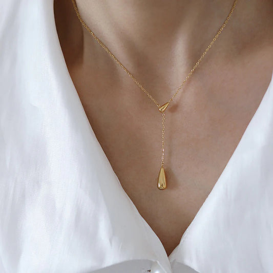 Exquisite Titanium Steel Drop Pendant Necklace for Elegant Women