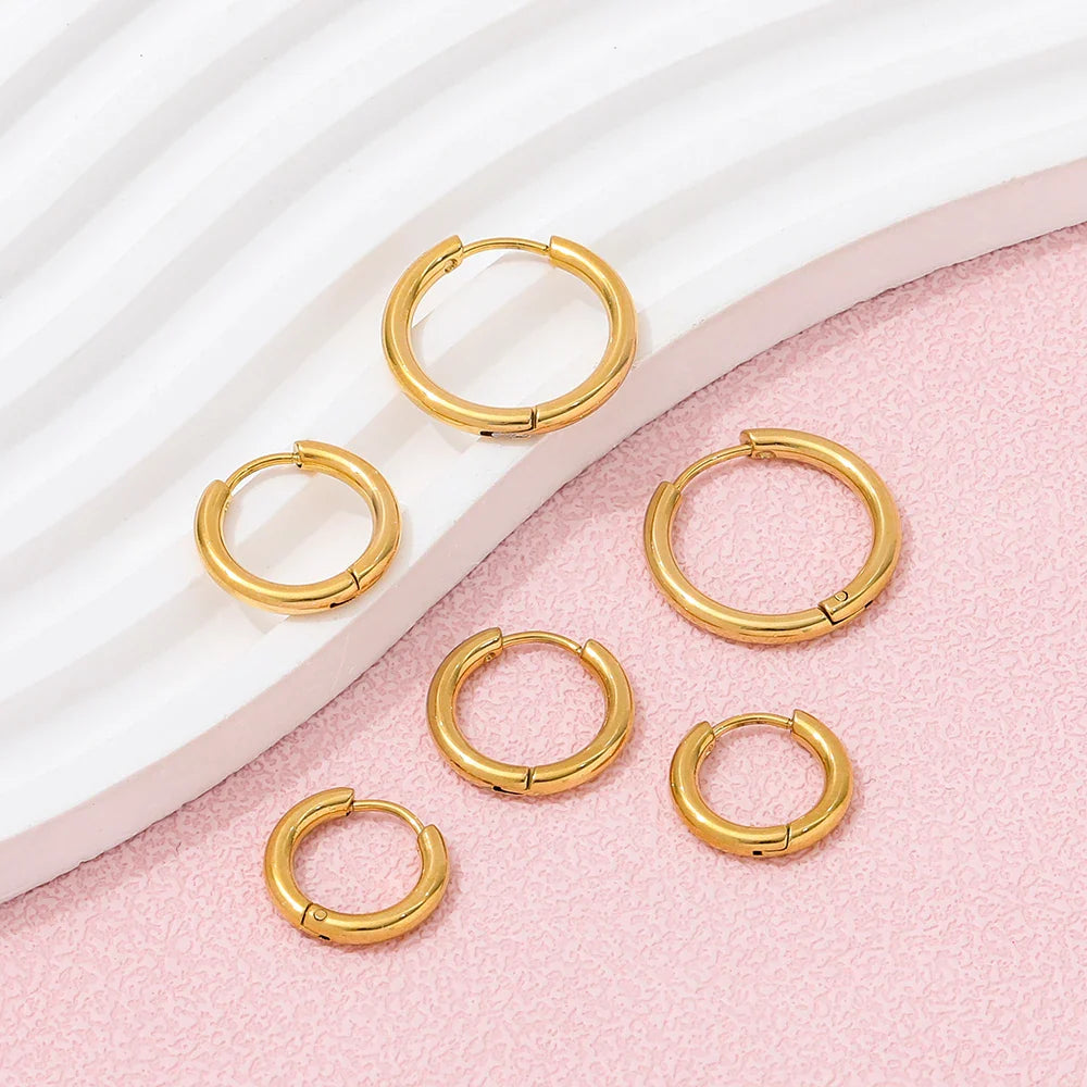 Trendy 18K Gold Plated Huggie Hoop Earrings - 2.5MM Thickness