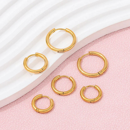 Trendy 18K Gold Plated Huggie Hoop Earrings - 2.5MM Thickness
