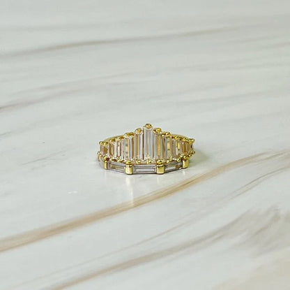 Crown Channel Ring Set - Elegant and Edgy Duo of 18k Gold Plated Rings