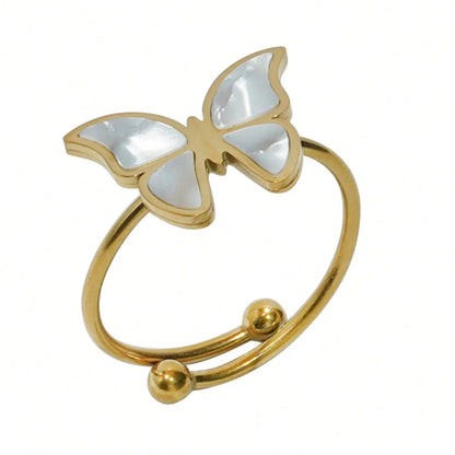 Elegant 4-Piece 18K Gold Plated Butterfly Jewelry Set: Necklace, Earrings, Bracelet, and Ring