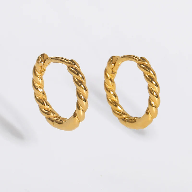 18K Classic Thin Rope Chain Hoop Earrings in Gold Plated