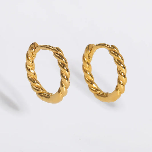 18K Classic Thin Rope Chain Hoop Earrings in Gold Plated