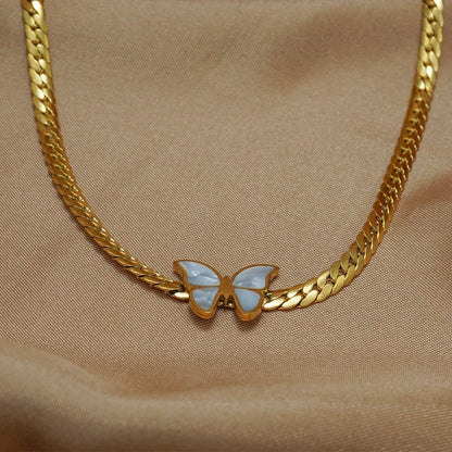 Elegant 4-Piece 18K Gold Plated Butterfly Jewelry Set: Necklace, Earrings, Bracelet, and Ring