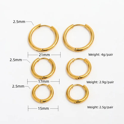 Trendy 18K Gold Plated Huggie Hoop Earrings - 2.5MM Thickness