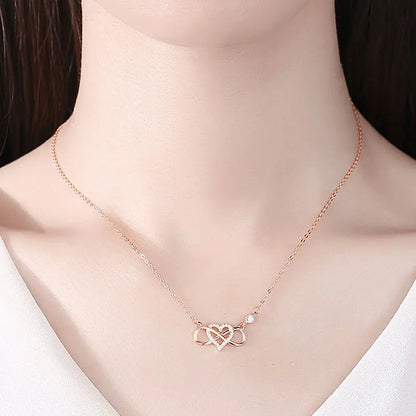 Exquisite 925 Sterling Silver Micro Pave Heart Infinity Pendant Necklace - A Timeless Symbol of Love and Elegance