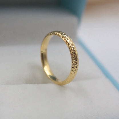 New Real Solid 18K Yellow Gold Ring Women Luck Full Star Band Ring 2.5Mmw 0.7-1G US5-9